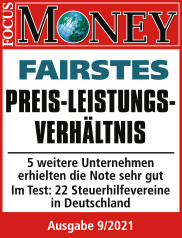Focus-Money-Test Siegel "sehr gut" Fairster Steuerhilfeverein